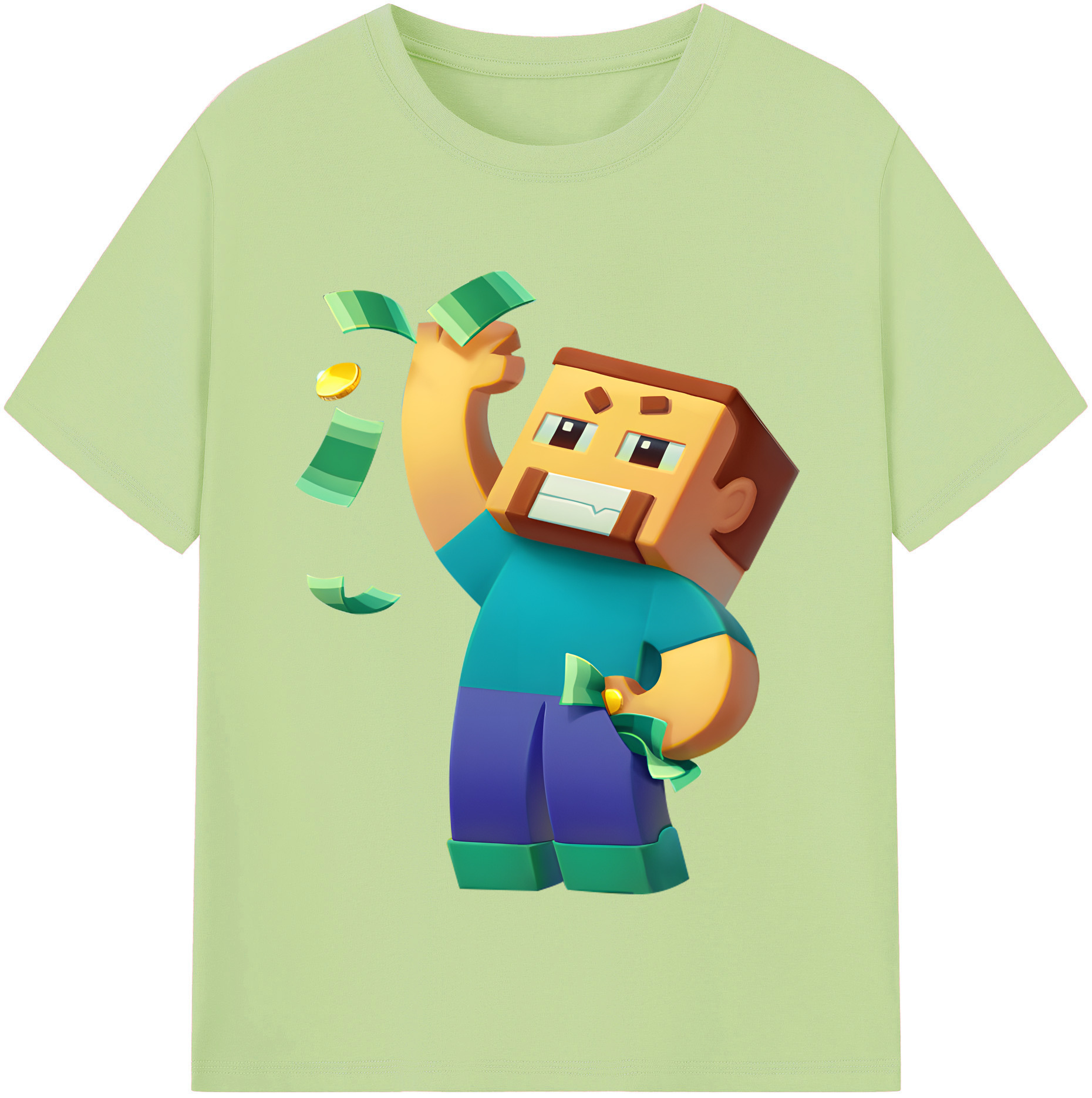 （画像用） マインクラフト ブロックの世界 Minecraft MC Block world 綿100％半袖Tシャツ（フロントプリント）
